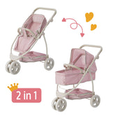 Olivia's Little World - Polka Dots Princess 2-in-1 Baby Doll Stroller - Pink & Gray | Teamson Kids - Doll Accessories