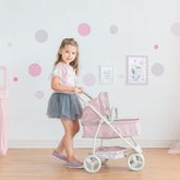 Olivia's Little World - Polka Dots Princess 2-in-1 Baby Doll Stroller - Pink & Gray | Teamson Kids - Doll Accessories