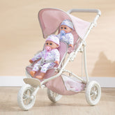 Olivia's Little World by Teamson Kids - Polka Dots Princess Baby Doll Twin Jogging Stroller - Pink & Grey Doll Stroller Teamson Kids 
