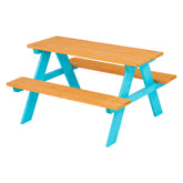 Outdoor Picnic Table & Chair Set - Wood / Aqua Outdoor Tables Teamosn Kids Wood / Turquoise OS 