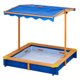 Outdoor Summer Sand Box - Wood / Blue Sandboxes Teamson Kids Wood / Blue OS 