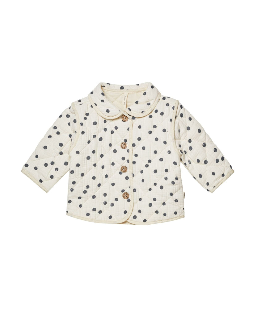 Quilted Jacket || Navy Dot | Quincy Mae - Children's Clothing & Accessories