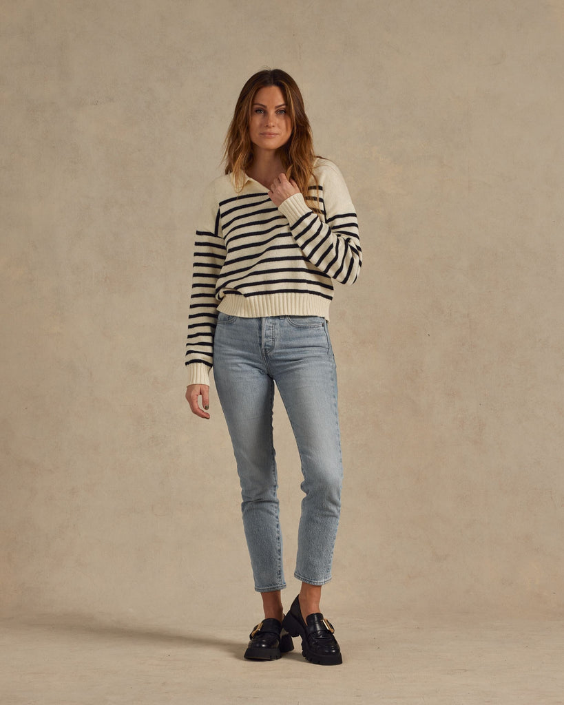 Collared Sweater | black stripe | Rylee & Cru | Women's & Children's Clothing