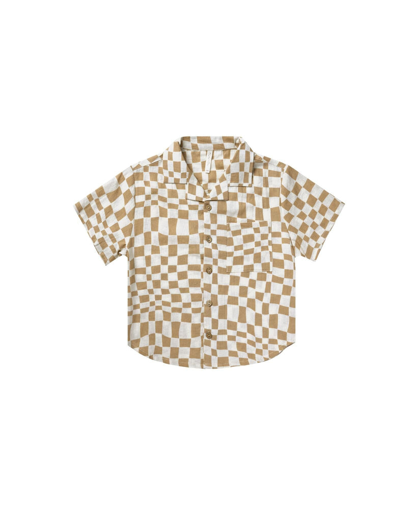 lapel collar shirt || sand check | Rylee & Cru - Women's & Kids' Clothing and Accessories