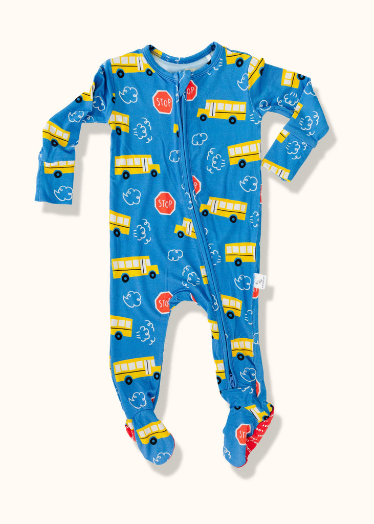 School Bus Footie Pajama | Blue Pajamas Loocsy 0-3M 