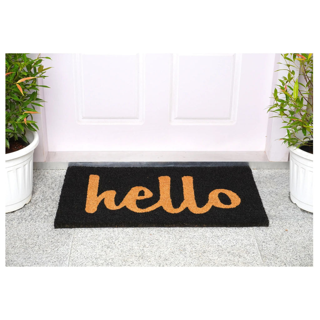 Script Hello Doormat | Natural / Black