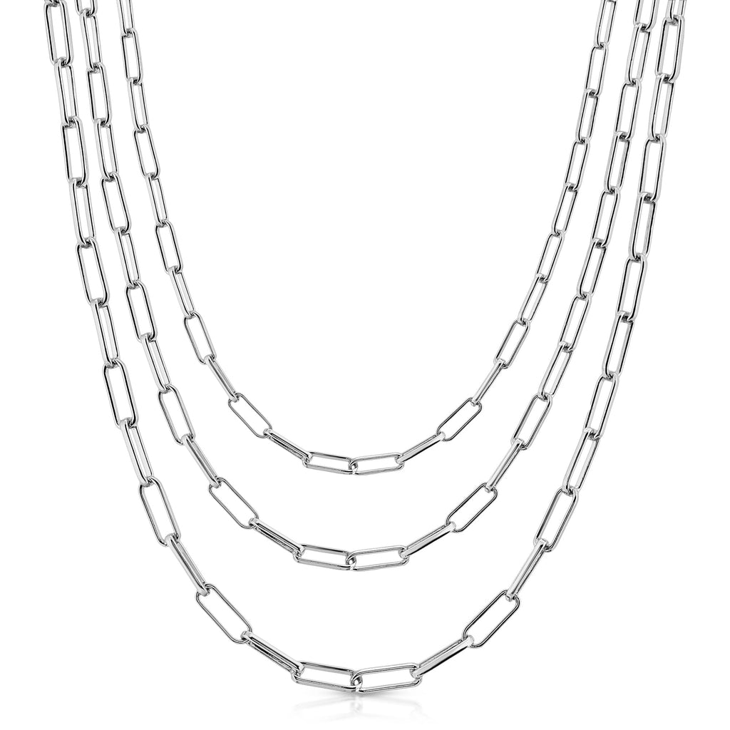 Triple Elongated Link Chain Necklace by eklexic eklexic SILVER 