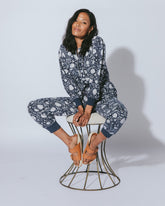 Stella Lounge Jumpsuit - Navy Block Print Jumpsuit Cleobella 
