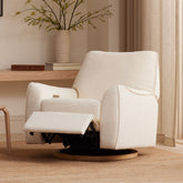 Sunday Power Recliner and Swivel Glider | Chantilly Sherpa with Light Wood Base Rocking Chairs Babyletto 