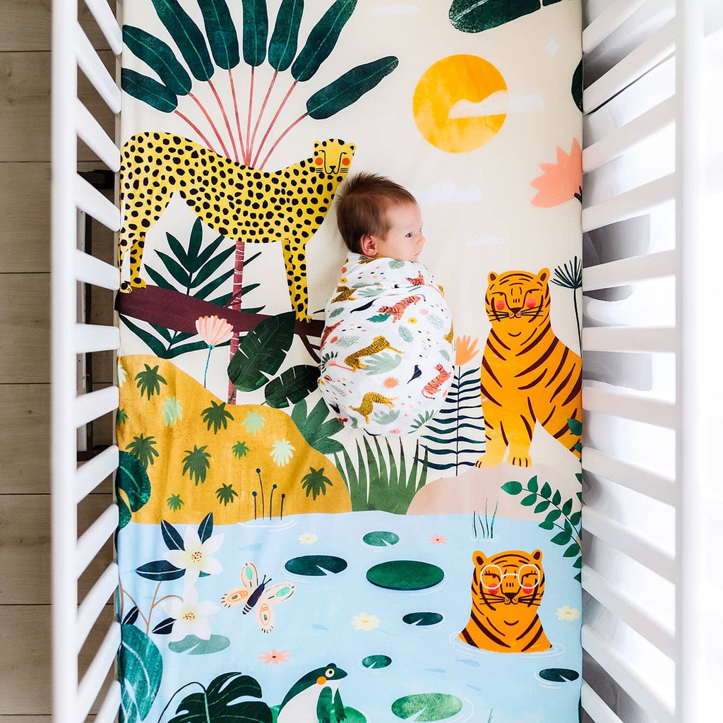 Crib sheet and Swaddle bundle - In The Jungle Rookie Humans 