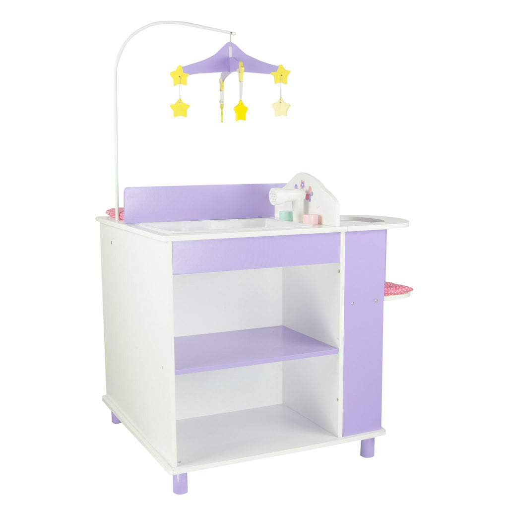 Olivia's Little World - Little Princess Baby Doll Changing Station with Storage - White & Purple | Teamson Kids - Doll Furniture