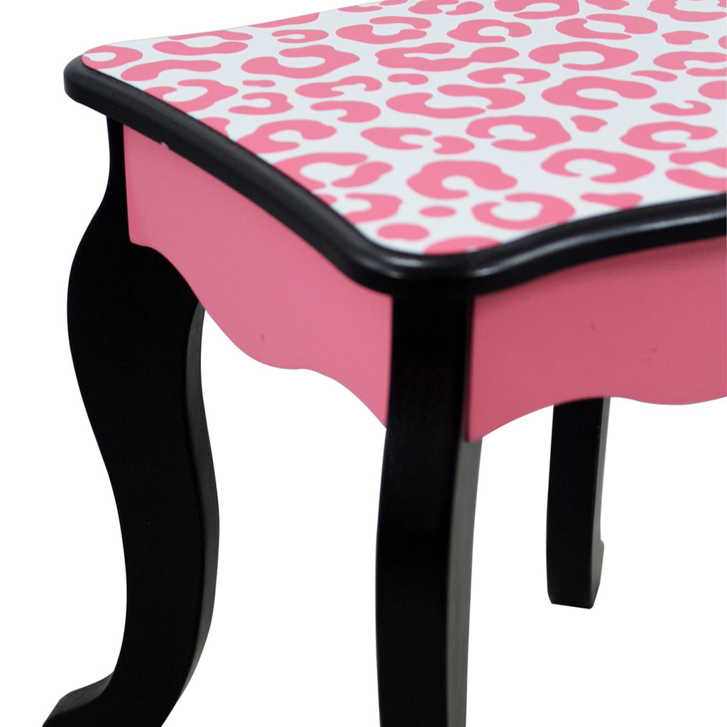 Fantasy Fields - Fashion Leopard Prints Gisele Play Vanity Set - Pink | Teamson Kids - Kids Furniture