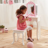 Fantasy Fields - Fashion Polka Dot Prints Gisele Play Vanity Set - Pink / White | Teamson Kids - Kids Furniture