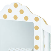 Fantasy Fields - Fashion Polka Dot Prints Gisele Play Vanity Set - White / Gold | Teamson Kids - Kids Furniture