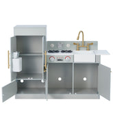 Little Chef Chelsea Modern Play Kitchen - Silver Grey / Gold | Teamson Kids - Costume + Pretend Play - Play Kitchen + Food