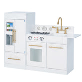 Little Chef Chelsea Modern Play Kitchen - White / Gold | Teamson Kids - Costume + Pretend Play - Play Kitchen + Food