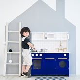 Little Chef Berlin Modern Play Kitchen - White / Blue | Teamson Kids - Costume + Pretend Play - Play Kitchen + Food