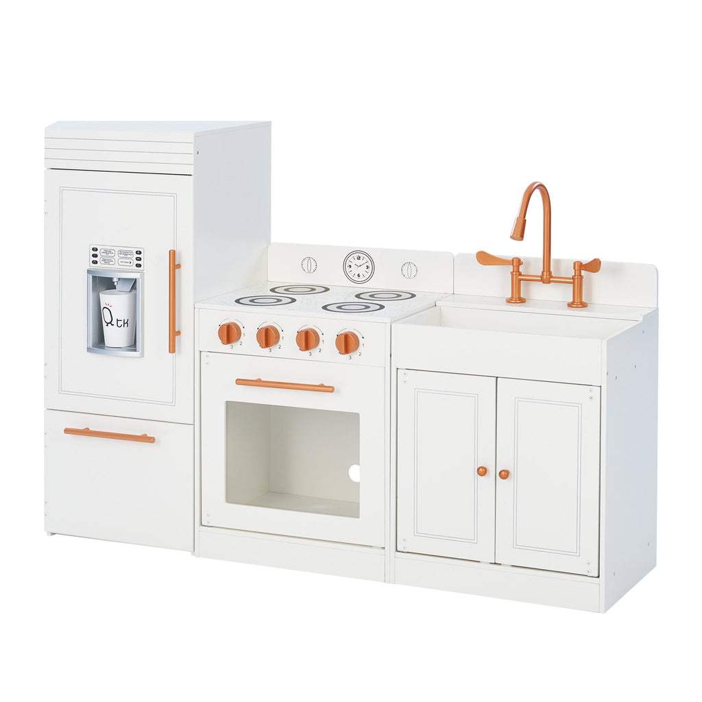 Little Chef Paris Modern Play Kitchen - White / Rose Gold | Teamson Kids - Costume + Pretend Play - Play Kitchen + Food