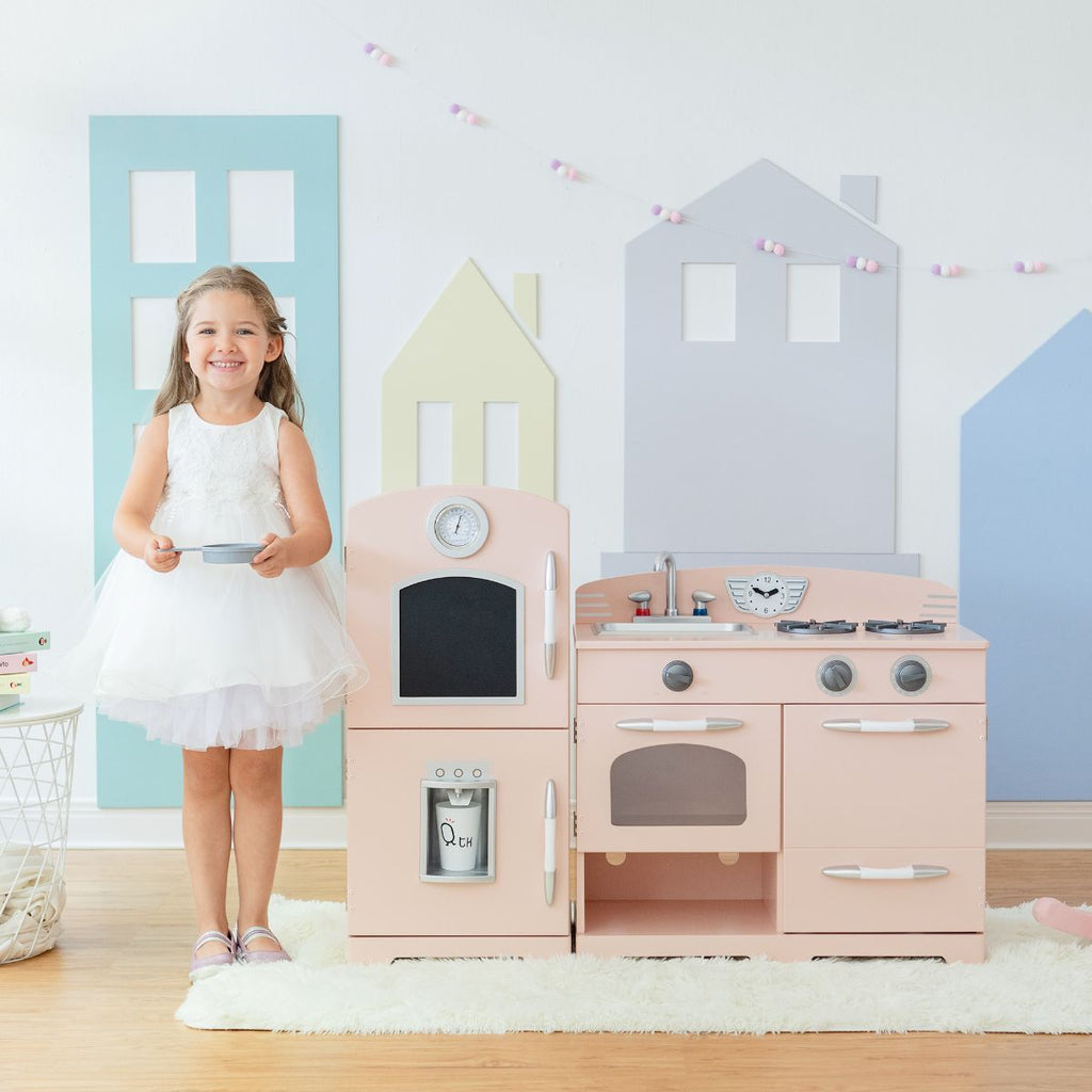 Teamson Kids - Little Chef Fairfield Retro Play Kitchen - Pink Play Kitchen + Food Teamson Kids 