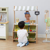 Teamson Kids - Little Helper Market Play Stand Play Kitchen - Olive Green Play Kitchen + Food Teamson Kids 