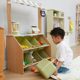 Teamson Kids - Little Helper Market Play Stand Play Kitchen - Olive Green Play Kitchen + Food Teamson Kids 