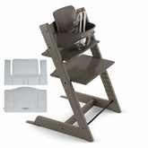 Tripp Trapp® High Chair and Cushion with Stokke® Tray | Hazy Grey + Nordic Blue