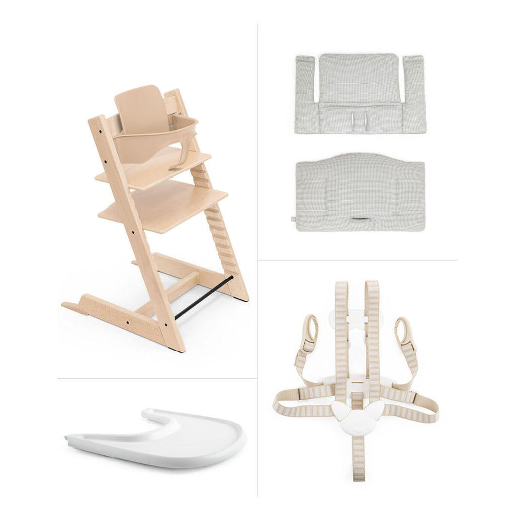 Tripp Trapp® High Chair and Cushion with Stokke® Tray | Natural + Nordic Grey