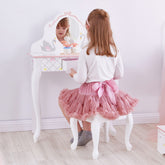 Fantasy Fields - Toy Furniture - Swan Lake Play Vanity Table & Stool Set | Teamson Kids