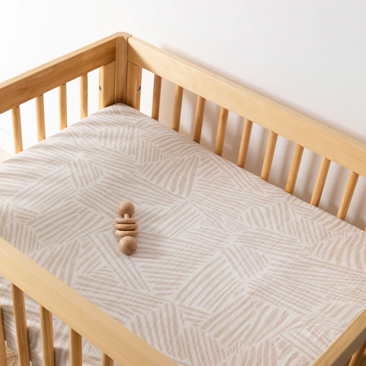 All-Stages Midi Crib Sheet | Oat Stripe Crib Sheets Babyletto 